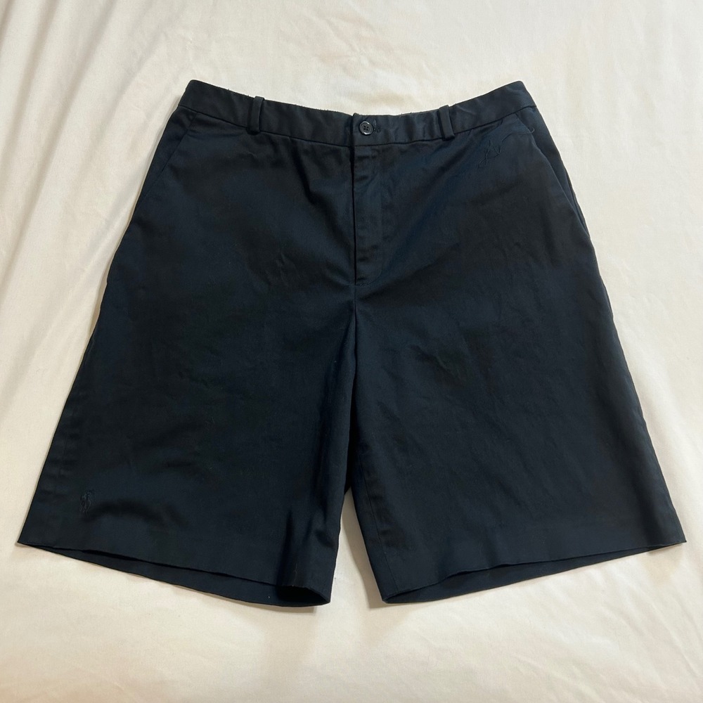 Ralph Lauren Golf Womens Black Chino Shorts Size 8 Cotton Spandex Flat Front
